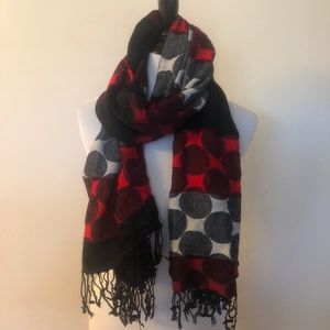 RED, BLACK, AND GREY SCARF